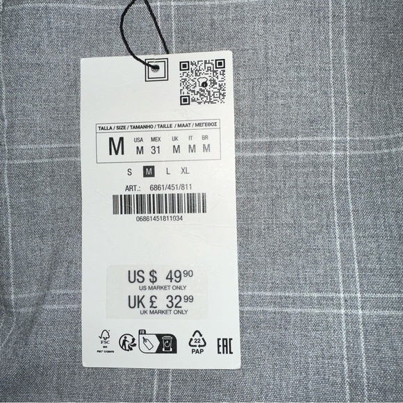 Zara Mens Pants Medium Gray The Driver Pant Comfort Slim Straight Fit Y2K NWT - Picture 8 of 10